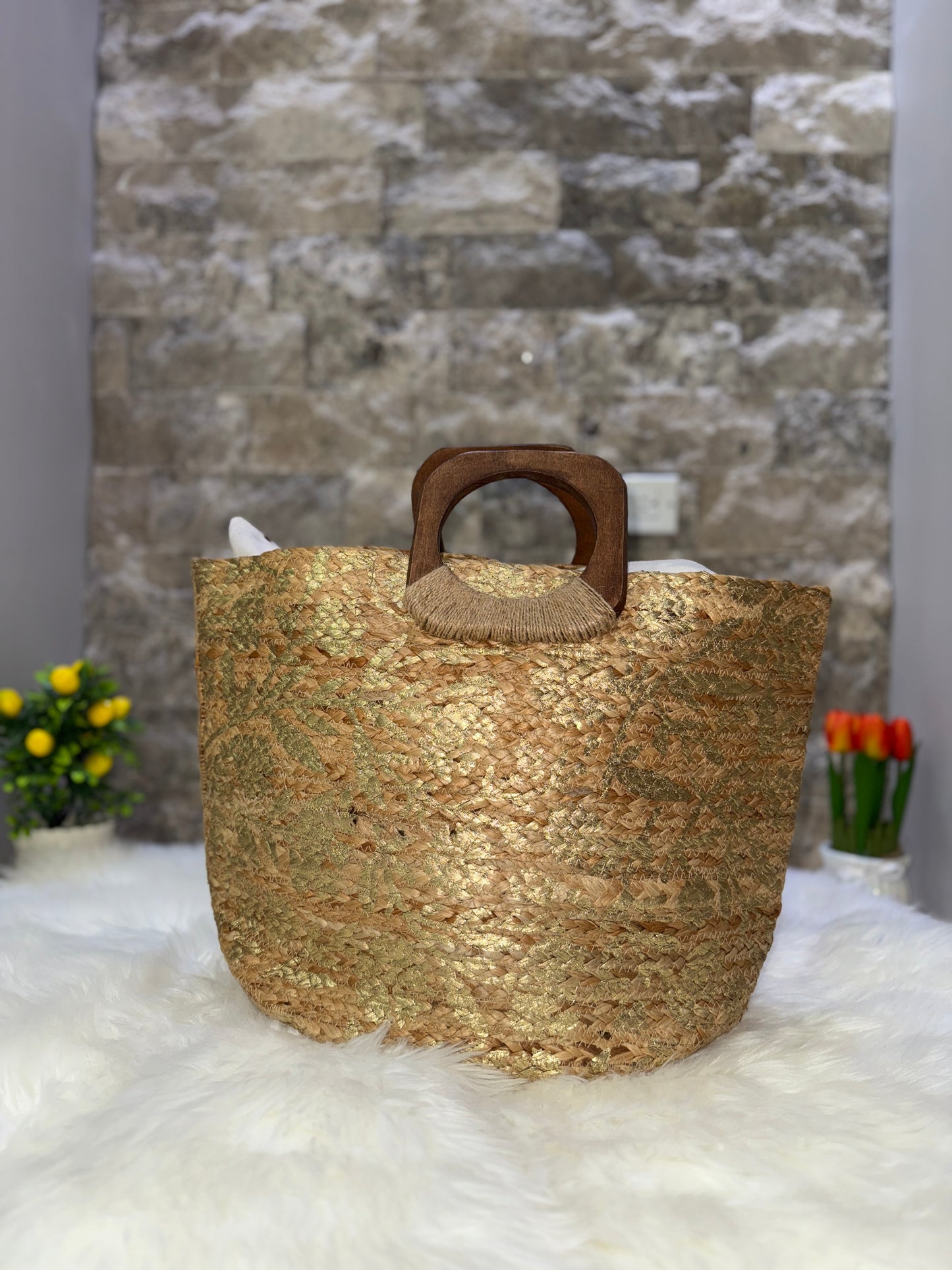 “Brisa Dorada” – Bolso de Playa Artesanal
