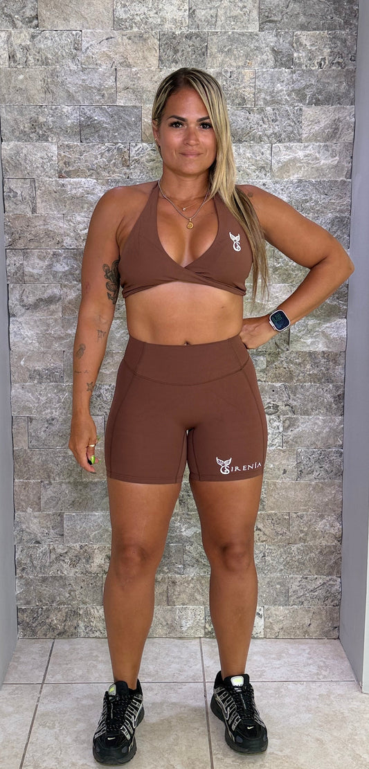Mocha Biker Short Set