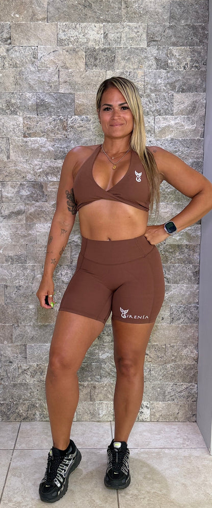 Mocha Biker Short Set