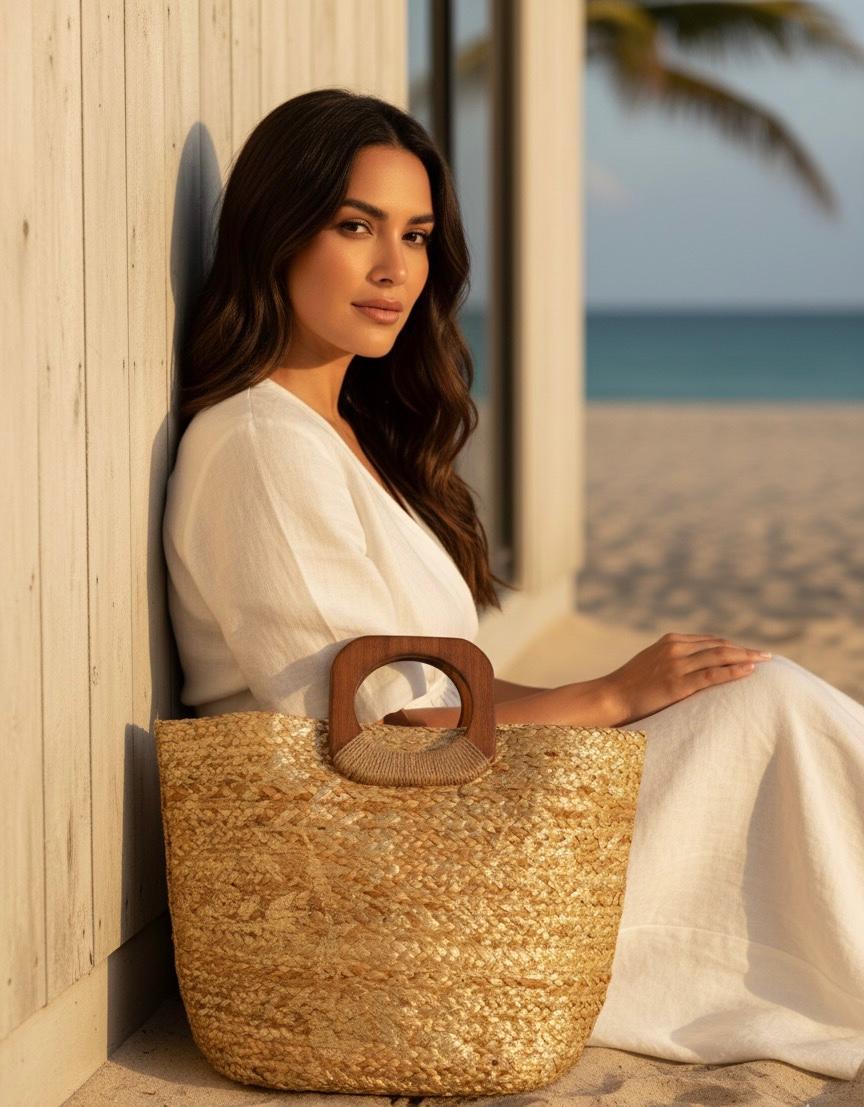 “Brisa Dorada” – Bolso de Playa Artesanal