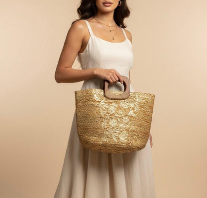 “Brisa Dorada” – Bolso de Playa Artesanal